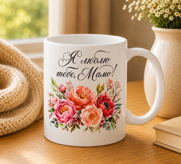 Чашка "Я люблю тебе, мамо!" з квітами