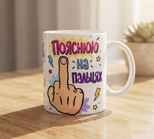 Чашка "Пояснюю на пальцях"