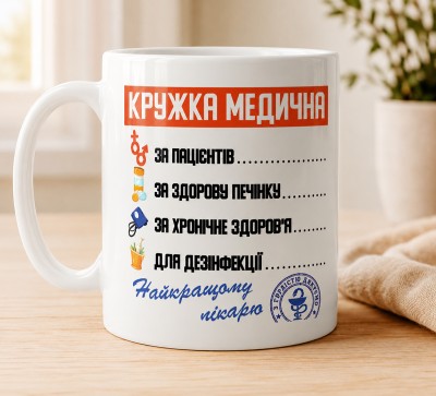 Чашка "Кружка медична — найкращому лікарю"