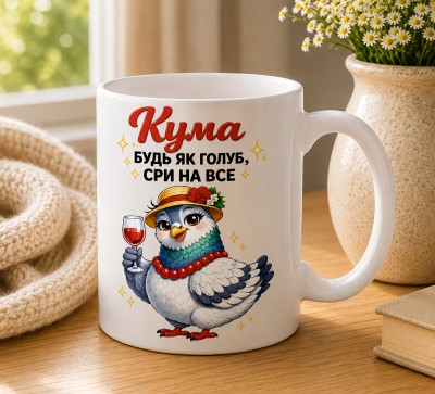 Чашка "Кума, будь як голуб — сри на все"