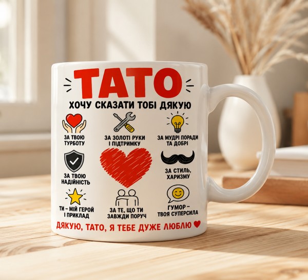 Чашка "Тато, хочу сказати тобі дякую" з теплими словами