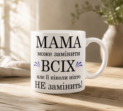 Чашка "Мама може замінити всіх, але її ніколи ніхто не замінить"