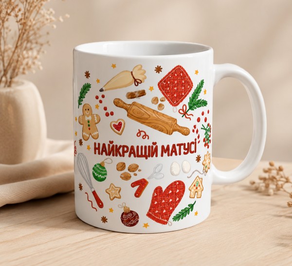 Чашка "Найкращій матусі" з новорічним дизайном