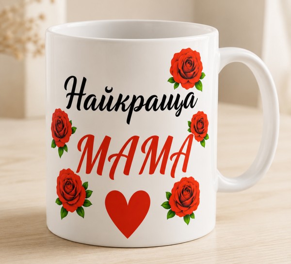 Чашка "Найкраща мама" з червоними трояндами