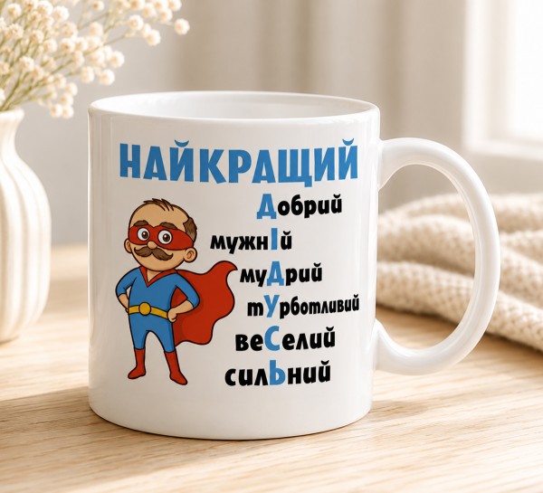Чашка "Найкращий дідусь" із супергероєм