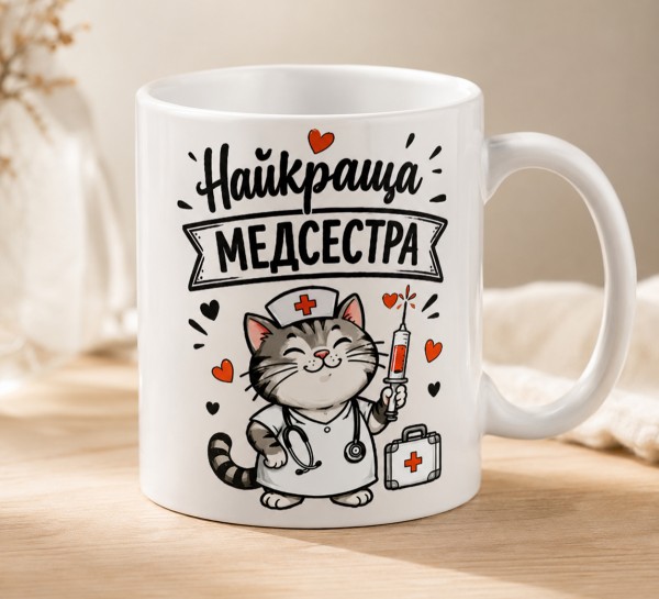Чашка "Найкраща медсестра" з котиком