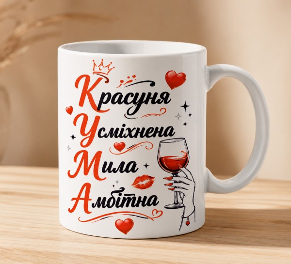 Чашка "Красуня, усміхнена, мила, амбітна"