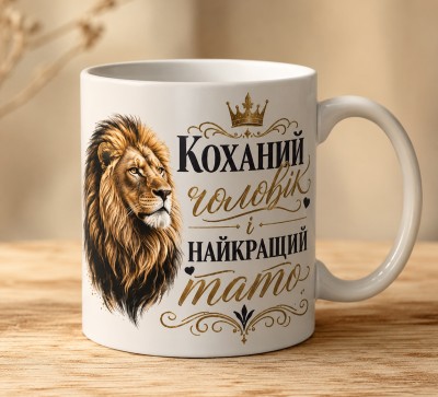 Чашка "Коханий чоловік і найкращий тато" з левом