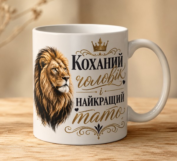 Чашка "Коханий чоловік і найкращий тато" з левом