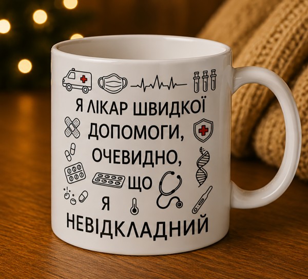 Чашка "Я лікар швидкої допомоги, очевидно, що я невідкладний" Чашка "Я лікар швидкої допомоги, очевидно, що я невідкладний"
