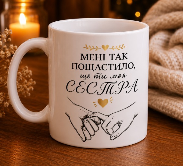 Чашка "Мені пощастило,що ти моя сестра" Чашка "Мені пощастило,що ти моя сестра"
