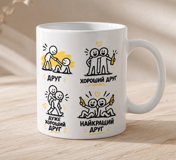 Чашка "Друг, хороший друг, дуже хороший друг, найкращий друг"