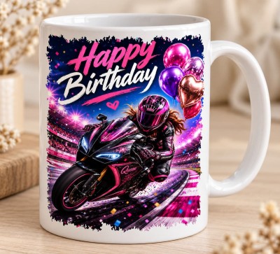  Чашка "Happy Birthday" з мотоциклісткою