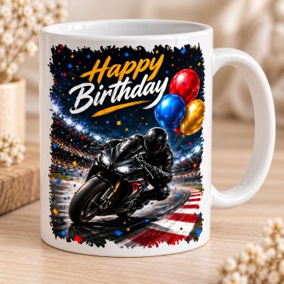 Чашка "Happy Birthday" з мотоциклістом