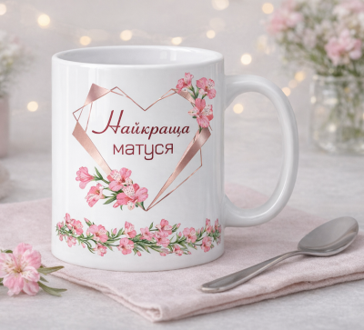 Чашка "Найкраща матуся" з квітами