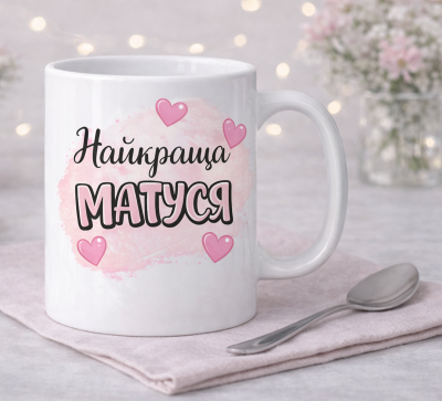 Чашка "Найкраща матуся" з сердечками