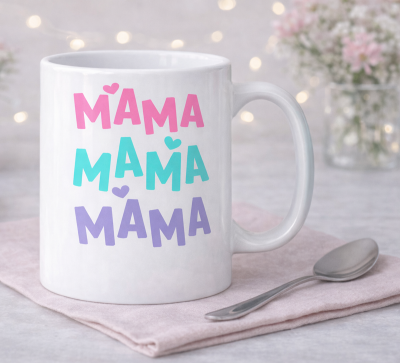 Чашка "Мама"кольорова з сердечками Чашка "Мама"кольорова з сердечками