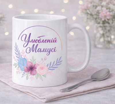 Чашка "Улюбленій матусі" з квітами