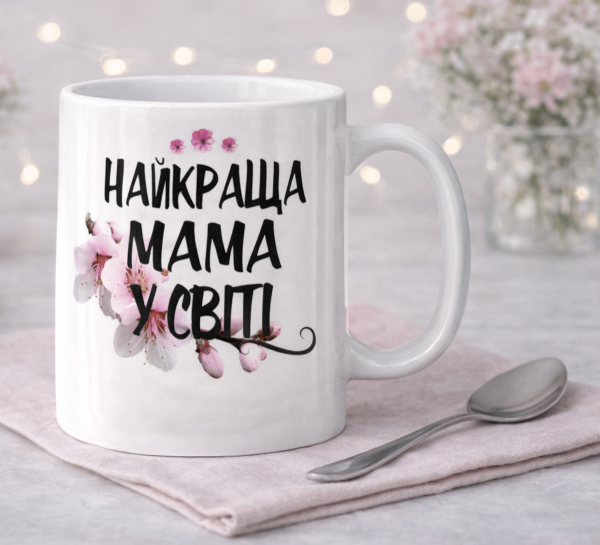 Чашка "Найкраща мама у світі"квітковий дизайн