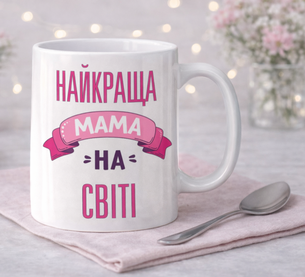Чашка "Найкраща мама на світі" у рожевому дизайні