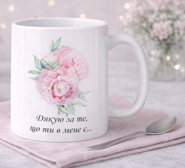 Чашка "Дякую за те, що ти в мене є"піони