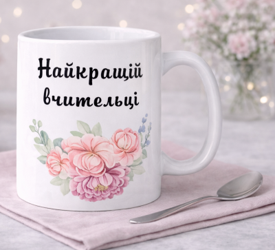 Чашка "Найкращій вчительці"квіти