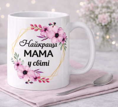 Чашка "Найкраща мама у світі"з квітковим дизайном