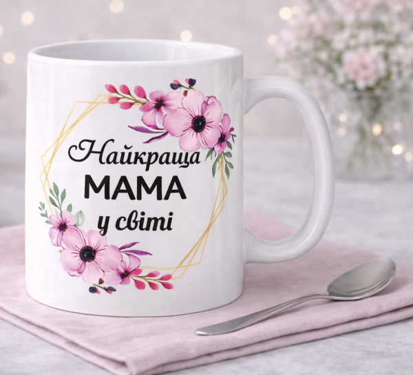 Чашка "Найкраща мама у світі"з квітковим дизайном