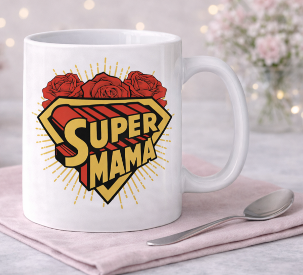 Чашка "Super Mama"з трояндами Чашка "Super Mama"з трояндами