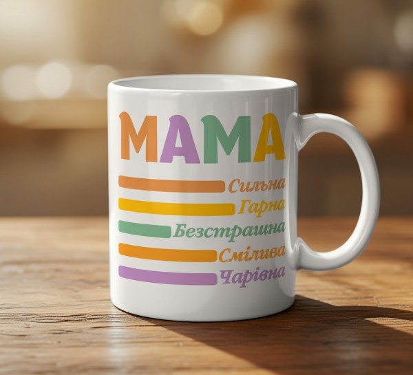 Чашка «Мама – сильна, гарна, безстрашна, смілива, чарівна» Чашка «Мама – сильна, гарна, безстрашна, смілива, чарівна»
