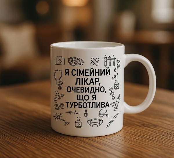 Чашка "Я сімейний лікар, очевидно, що я турботлива"