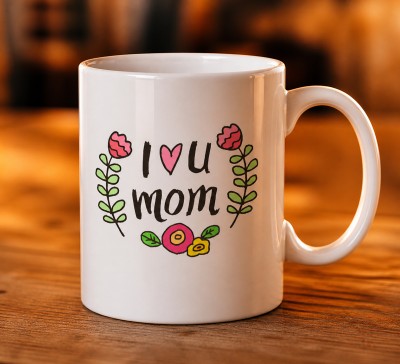 Чашка "I love mom" з квітковим дизайном Чашка "I love mom" з квітковим дизайном