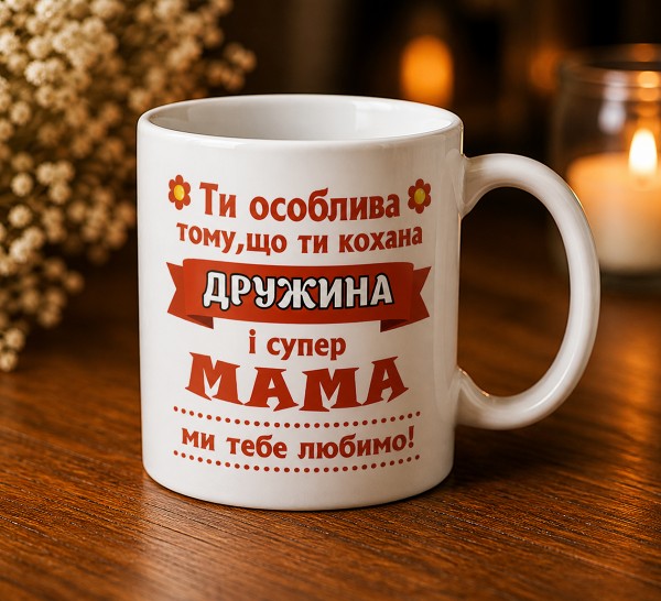 Чашка "Ти особлива, дружина і супер мама" Чашка "Ти особлива, дружина і супер мама"