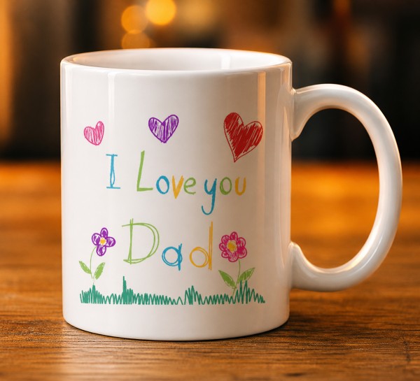 Чашка "I Love You Dad" з малюнком та сердечками Чашка "I Love You Dad" з малюнком та сердечками