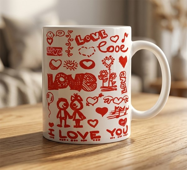 Чашка "Love You" з романтичними малюнками
