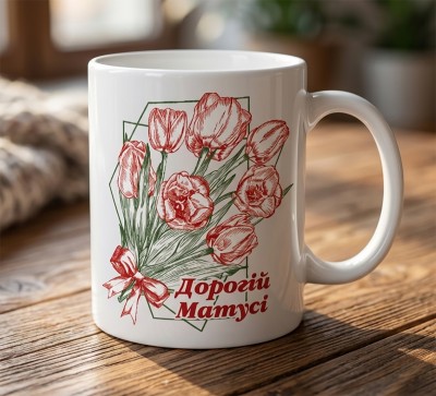 Чашка "Дорогій матусі" з тюльпанами