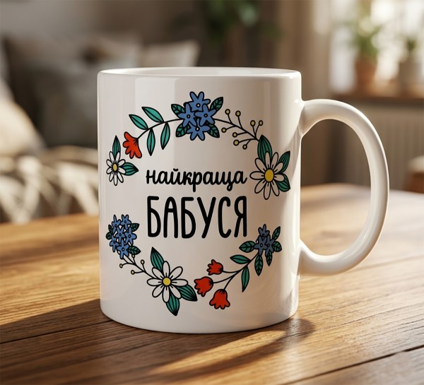 Чашка "Найкраща бабуся"з квітами