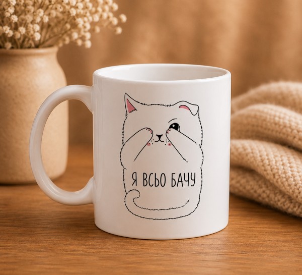 Чашка "Я всьо бачу" з котиком