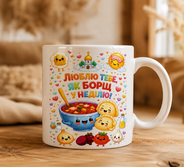 Чашка "Люблю тебе, як борщ у неділю"