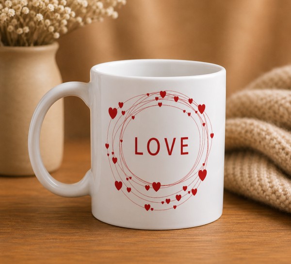 Чашка "Love" з сердечками