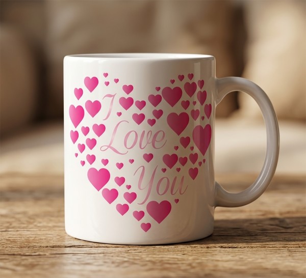 Чашка "I Love You" з рожевими сердечками