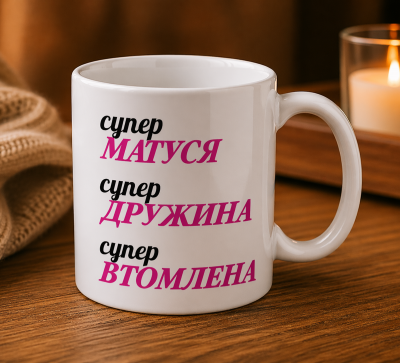 Чашка "Супер матуся, дружина і втомлена"
