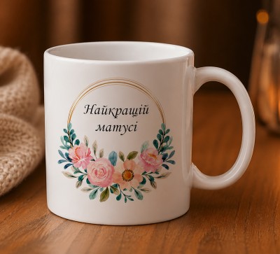 Чашка "Найкращій матусі" з ніжним квітковим дизайном