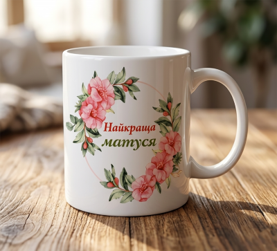 Чашка "Найкраща матуся" квітковий дизайн