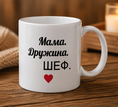 Чашка "Мама. Дружина. Шеф."
