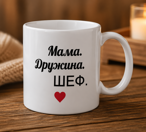 Чашка "Мама. Дружина. Шеф."