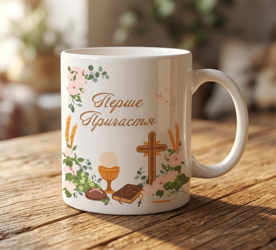 Чашка "Перше Причастя"з церковними символами Чашка "Перше Причастя"з церковними символами