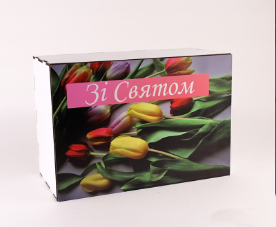 Коробка "Зі святом" тюльпани 3 Коробка "Зі святом" тюльпани 3