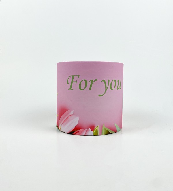 Коробка кругла 15х15 " For you тюльпани" Коробка кругла 15х15 " For you тюльпани"