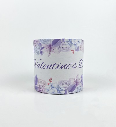 Коробочка кругла 15х15 "Valentine`s Day " фіолетові квіти